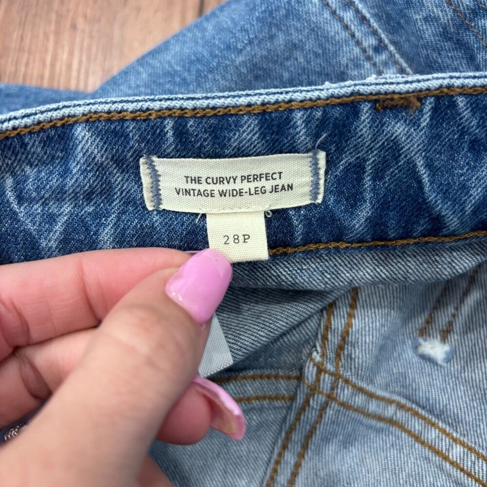 Madewell The Curvy Perfect Vintage Wide-Leg Jean Patch Pockets High-Rise Sz 28P - Picture 5 of 12